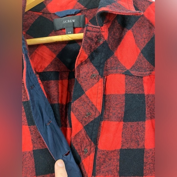 J. Crew Shirt Womens XXS Red Black Buffalo Plaid Wool Blend Flannel (Read ) - Picture 6 of 13